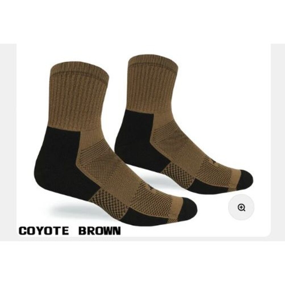 Covert Threads Jungle Micro-Crew Coyote Brown Cushioned Wicking Socks sz Med